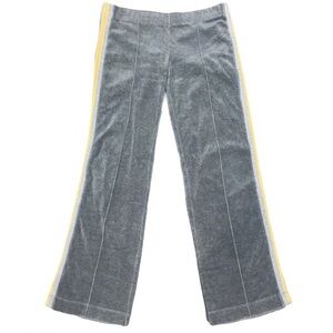 Vince Velour Wide Leg Side Stripe Track Pant Medium Grey Size Small